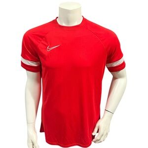 Nike Men’s Athletic T-Shirt Red White Logo Short Sleeve Dri-Fit L